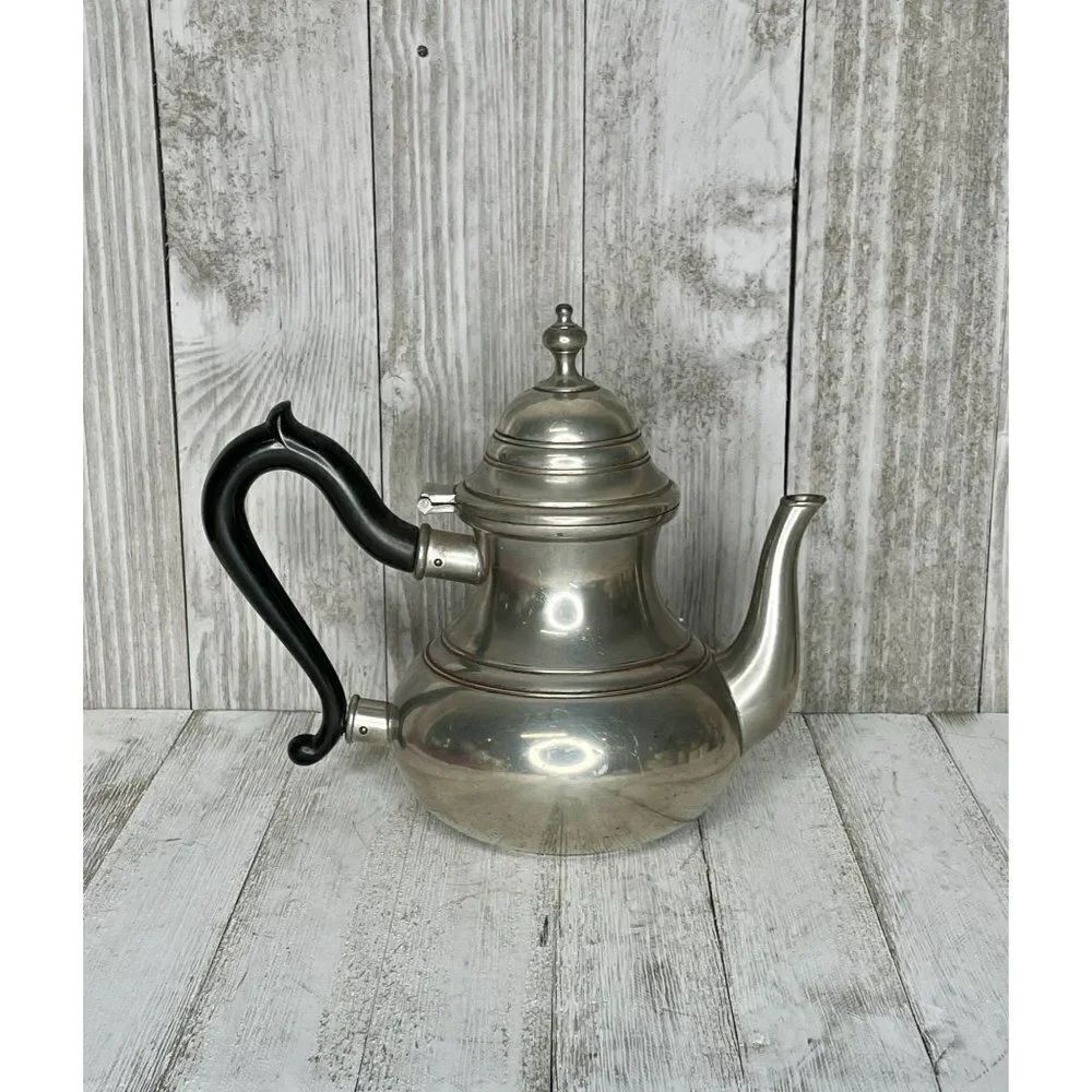 Vintage Royal Holland Pewter Teapot Ebony Handle Daalderop